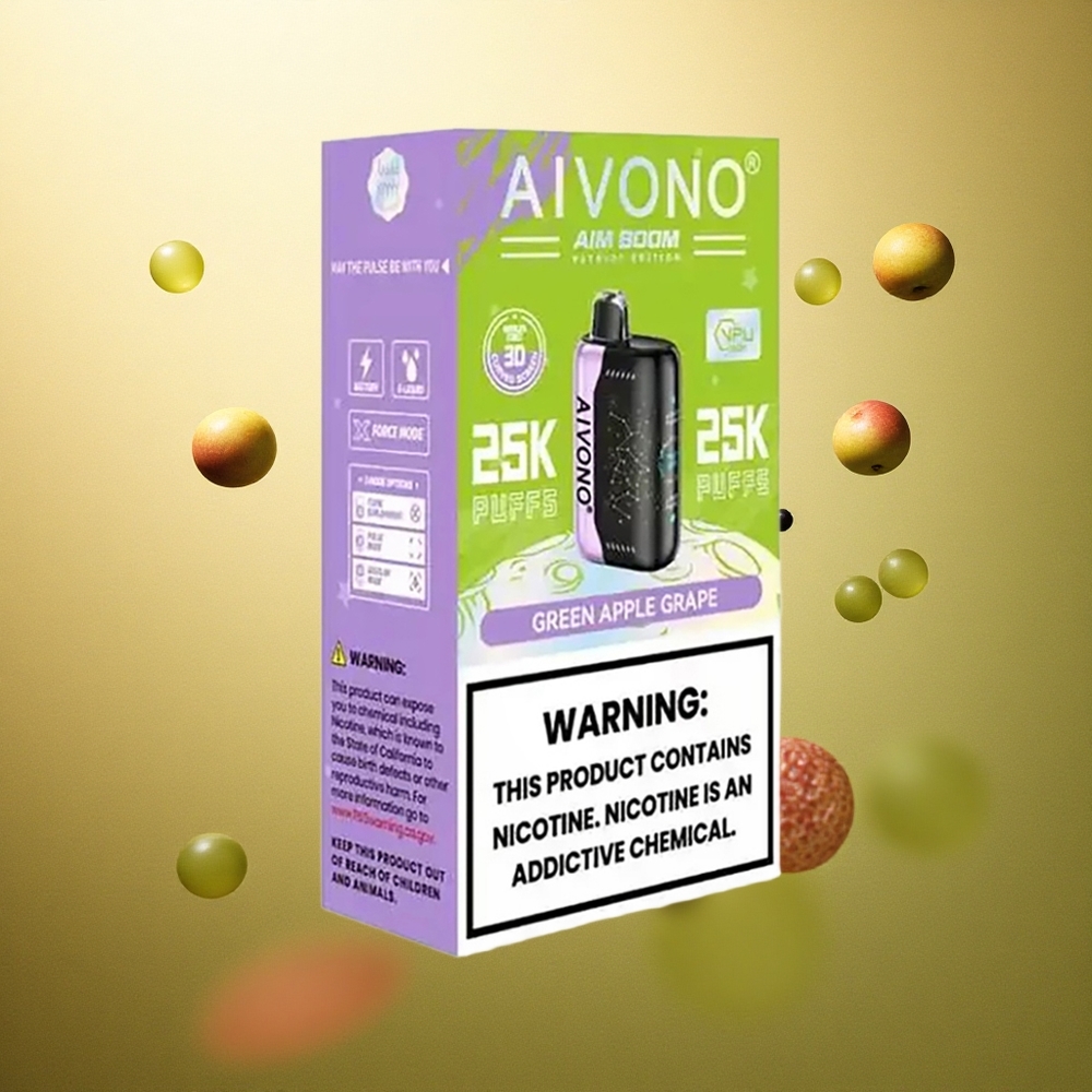 Aivono Aim Boom 25000 Groene Appel Druif 0% Nicotine 650mAh 28ml