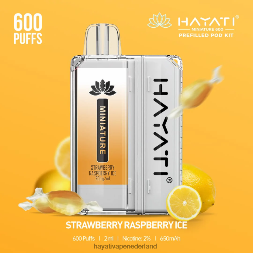 Hayati Miniature 600 podkits aardbei frambozen ijs XX66X47 Hayati Flavour List