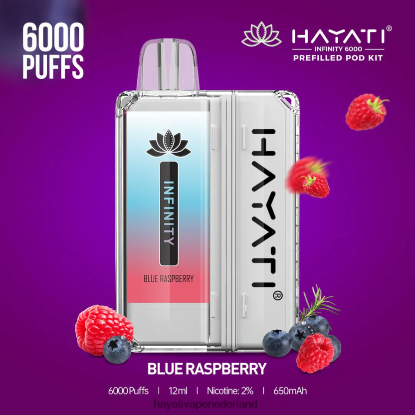 Hayati Infinity 6000 pod-kits blauwe framboos XX66X144 Hayati Vape Review