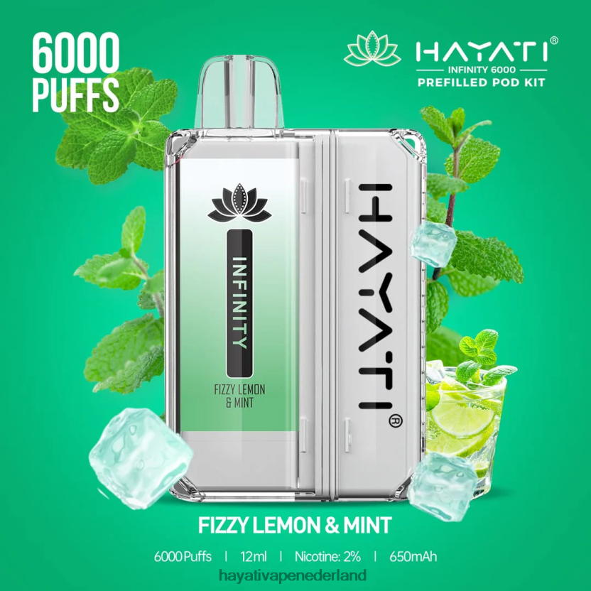 Hayati Infinity 6000 pod-kits bruisende citroen en munt XX66X147 Hayati Flavour List
