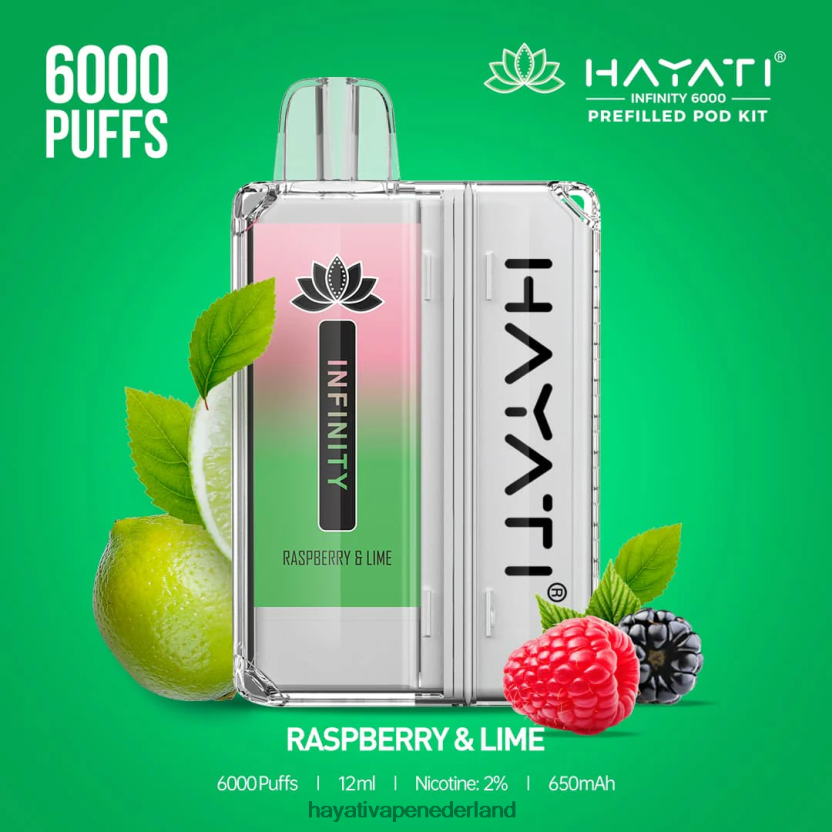 Hayati Infinity 6000 pod-kits framboos & limoen XX66X157 Hayati Flavour List