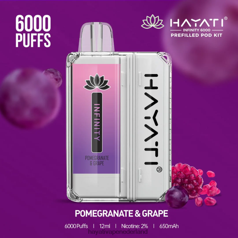 Hayati Infinity 6000 pod-kits granaatappel en druif XX66X156 Hayati Flavours