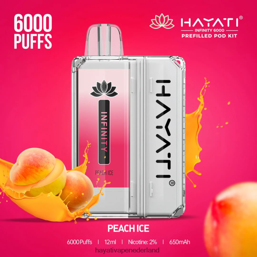 Hayati Infinity 6000 pod-kits perzik ijs XX66X155 Hayati Vape Nicotine