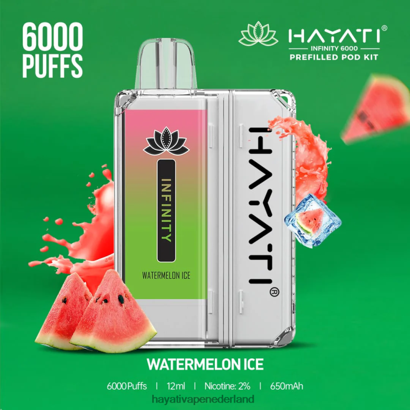 Hayati Infinity 6000 pod-kits watermeloen ijs XX66X164 Hayati Vape Review