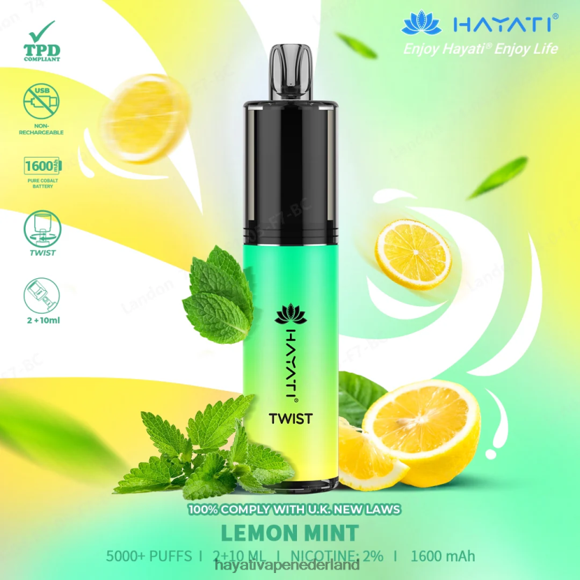 Hayati Twist wegwerpbaar citroen munt XX66X76 Hayati Flavours