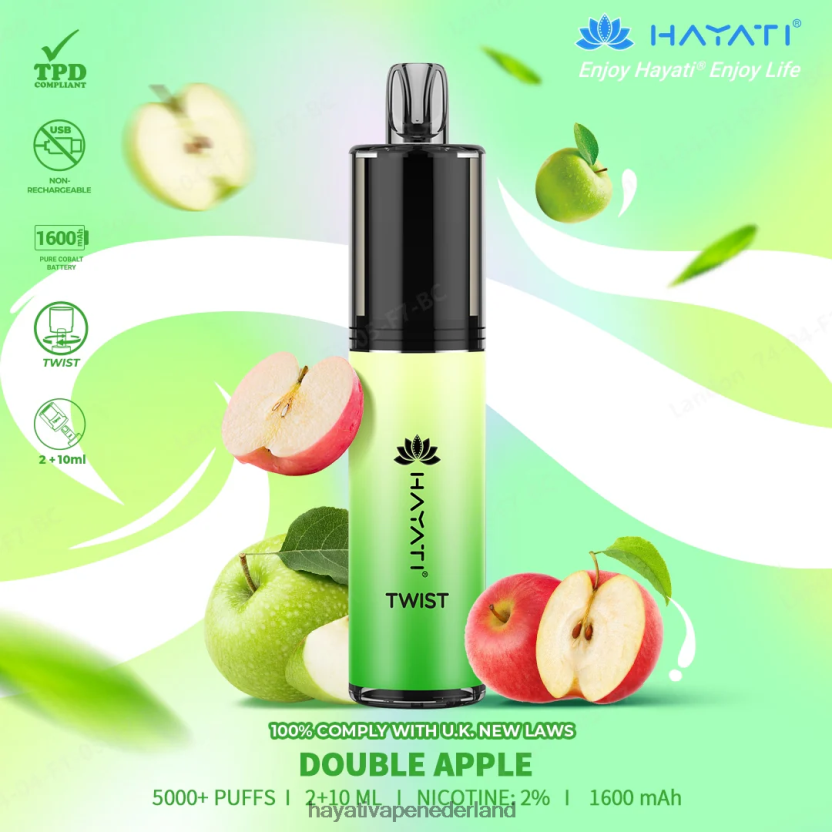 Hayati Twist wegwerpbaar dubbele appel XX66X68 Hayati Store Nederland
