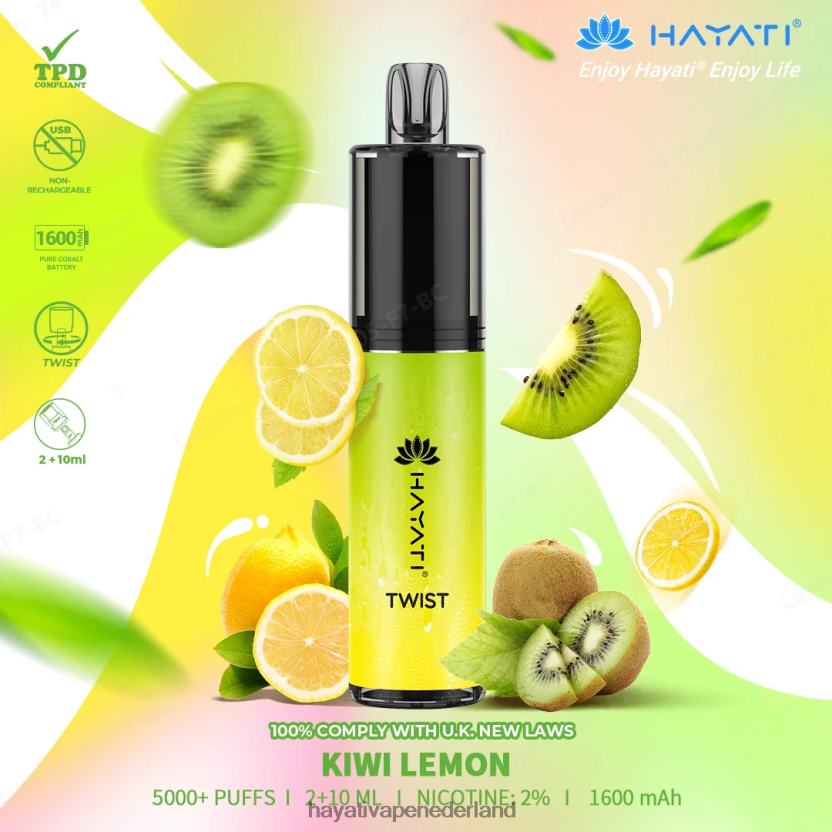 Hayati Twist wegwerpbaar kiwi-citroen XX66X73 Hayati Vape Nederland