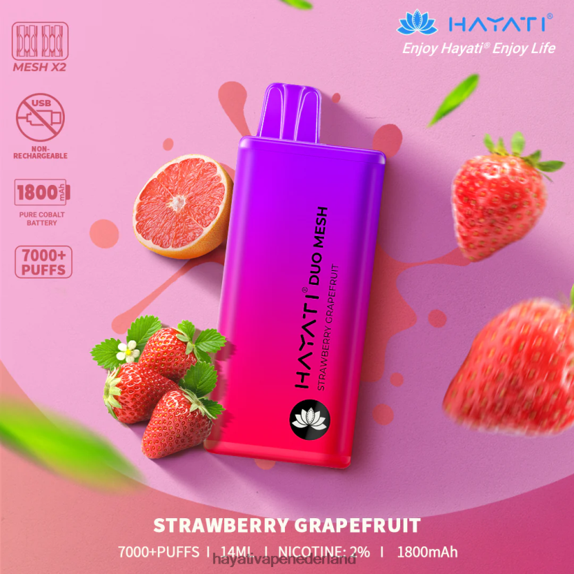 Hayati Duo Mesh wegwerpbaar aardbei-grapefruit XX66X191 Hayati Nederland