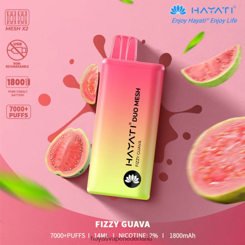 Hayati Duo Mesh wegwerpbaar bruisende guave XX66X169 Hayati Vape Shop
