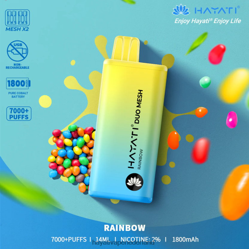 Hayati Duo Mesh wegwerpbaar regenboog XX66X176 Hayati Flavours