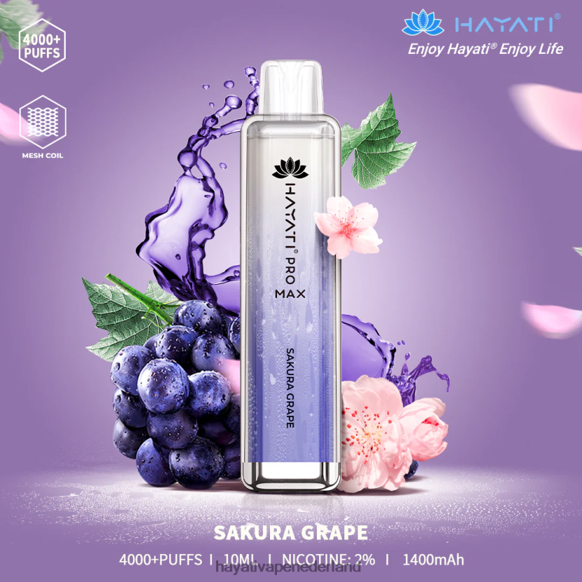 Hayati Pro Max wegwerpbaar Sakura-druif XX66X119 Hayati Vape Shop