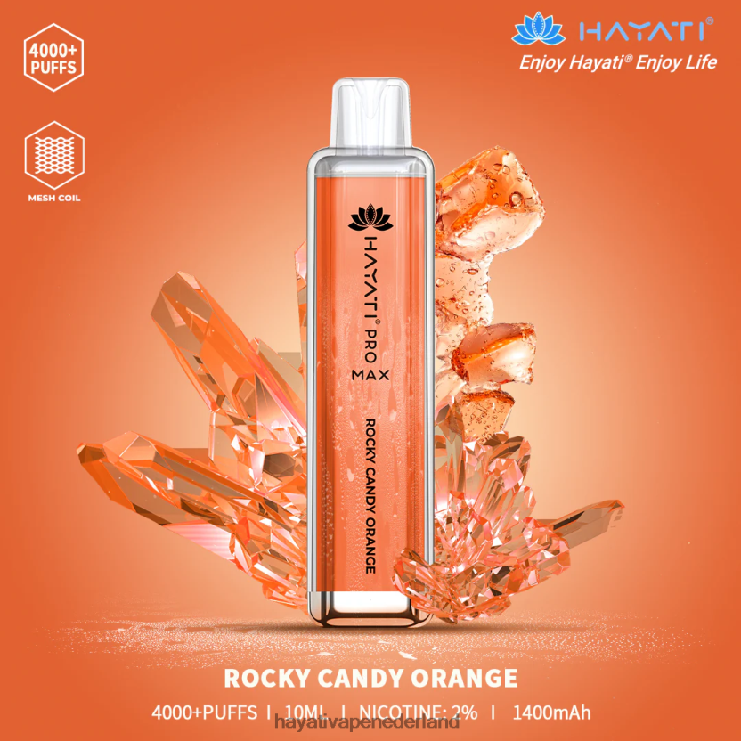 Hayati Pro Max wegwerpbaar rotsachtig snoepje oranje XX66X118 Hayati Store Nederland
