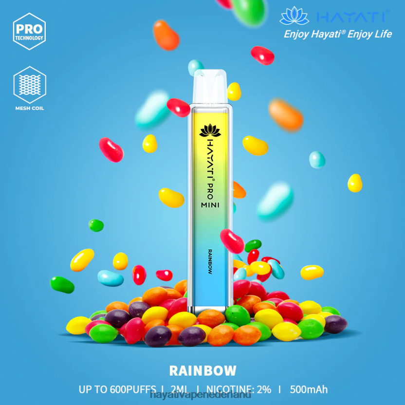 Hayati Pro Mini wegwerpbaar regenboog XX66X19 Hayati Vape Shop
