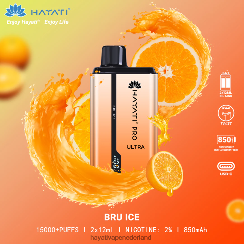 Hayati Pro Ultra wegwerpbare 15.000 trekjes bru ijs XX66X198 Hayati Store Nederland