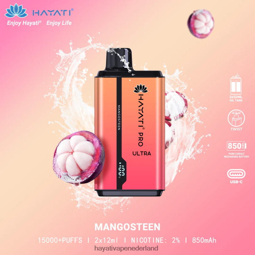 Hayati Pro Ultra wegwerpbare 15.000 trekjes mangosteen XX66X205 Hayati Vape Nicotine